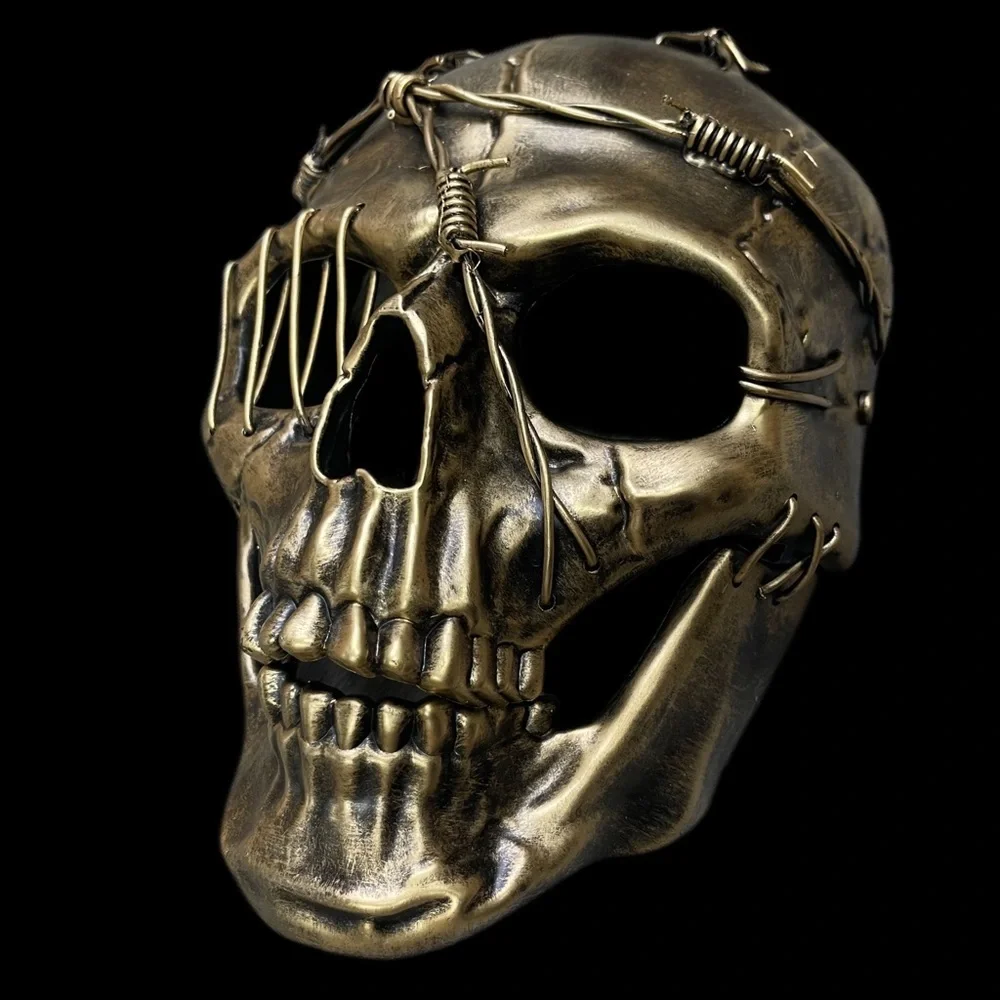 Skeleton mask with barbed wire and 